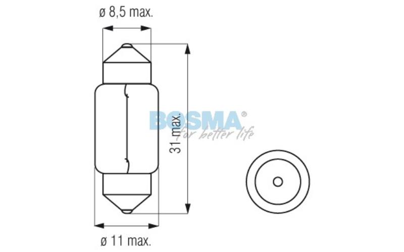 Bosma ЛАМПА 12V 10W SV8,5 11x30