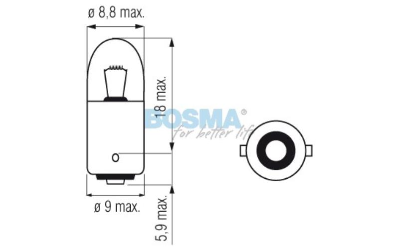Bosma Bombilla 12V 4W T4W BA9S