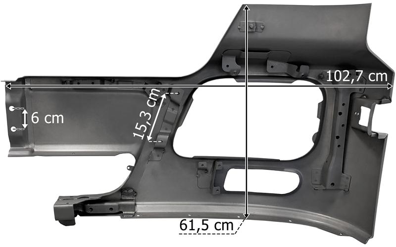 Mercedes Actros MP3 RH Metal Bumper (With Fog Lamp Hole)