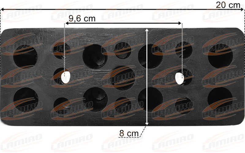 Rubber Buffer 200x80x80 2 Holes