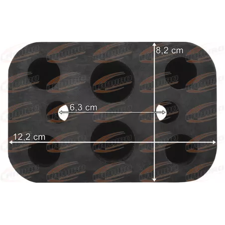 Tope de Goma 125x85x85 2 Agujeros