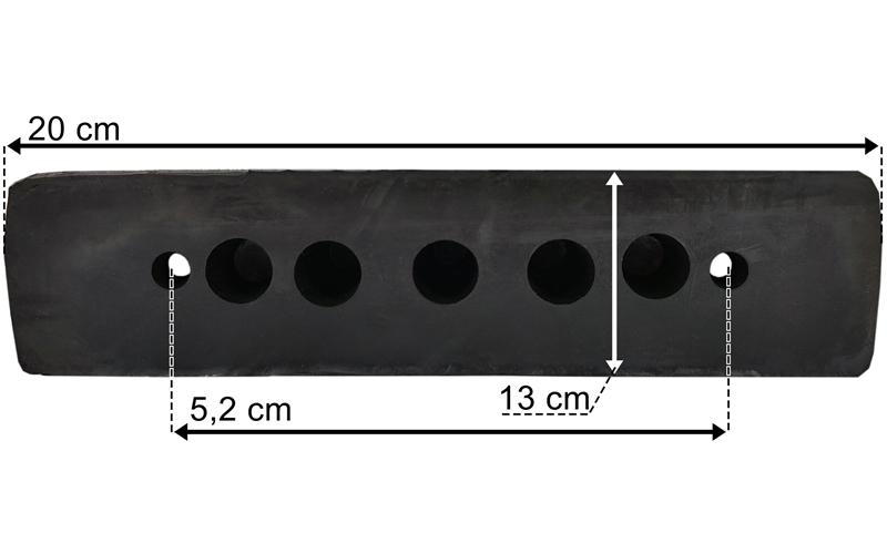 Tope de Goma 200x52x80 2 Agujeros