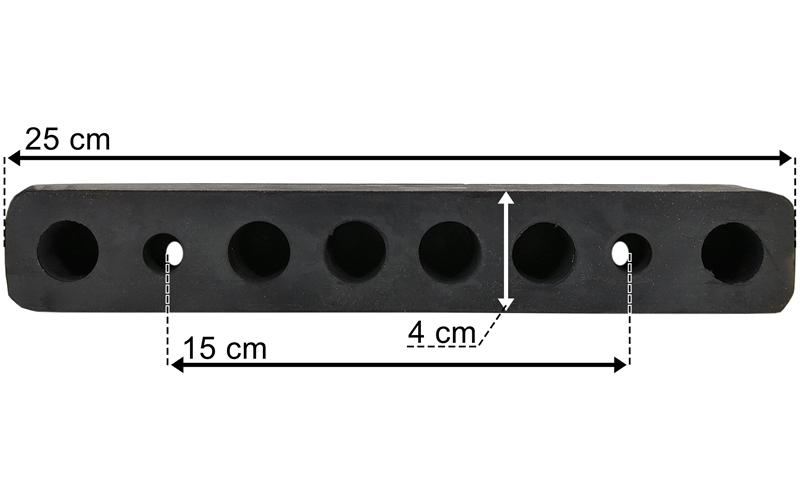 РЕЗИНОВЫЙ ОТБОЙНИК 250x40x40 С 2 ОТВЕРСТИЯМИ