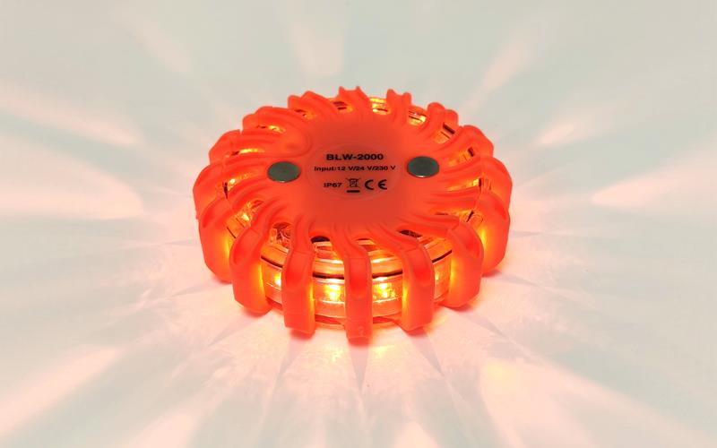 Lampa LED Ostrzegawcza Okrągła z Akumulatorkami