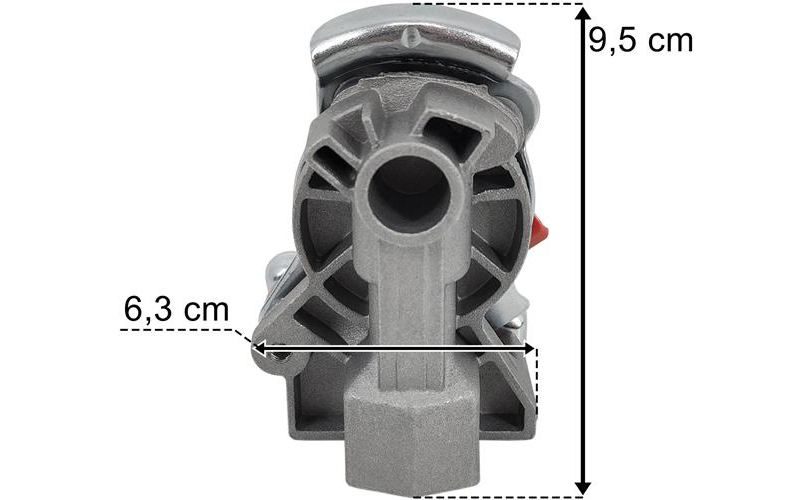 Cabeza de Acoplamiento Neumático M16 Blanda sin Válvula Roja (Semirremolque)