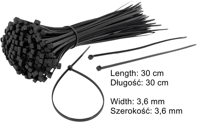 Bridas de Cable Negras 3,6×300mm (100 Unidades)