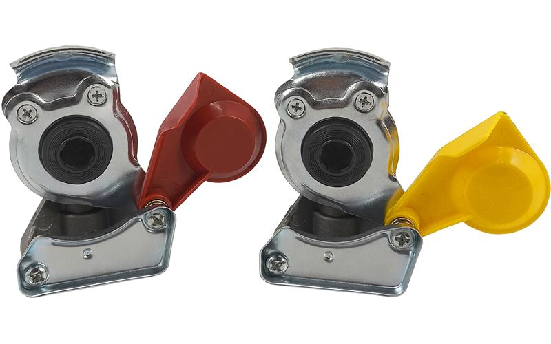 Pneumatic Coupling Heads M16 Complete Hard With Valve Red + Yellow (Truck)