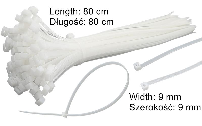 Cable Ties Zip Ties White 9x800mm (100 Pcs)