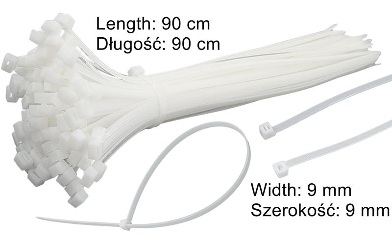 Cable Zip Ties White 9×900mm (100 Pcs)
