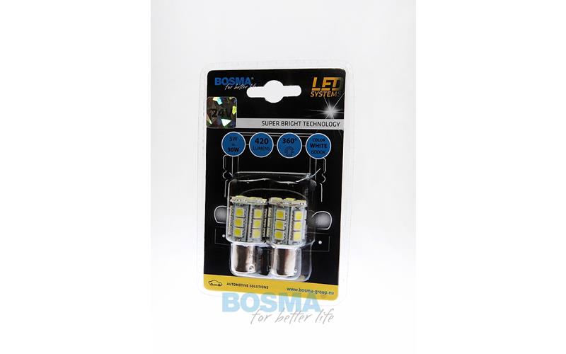 Bosma Bombilla 24V 24xLED SMD5050 BA15S 6000k Blanca (2 Piezas)