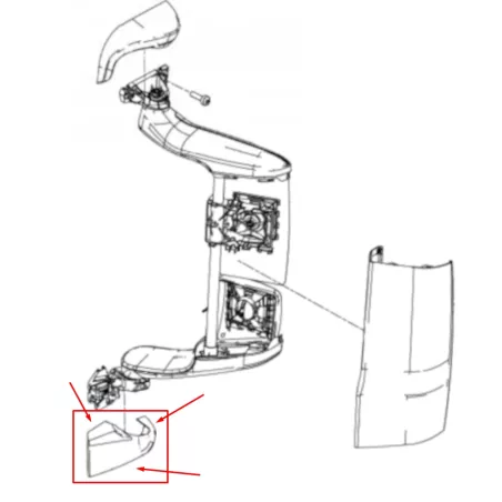 MAN TGX / TGS / TGL Tapa de Brazo del Espejo Retrovisor Inferior Izq