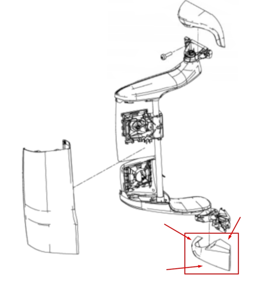 MAN TGX (2021-) Tapa de Brazo del Espejo Retrovisor Inferior Dch
