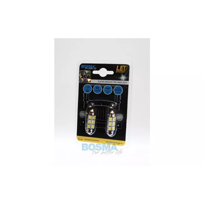 Bosma Bombilla 24V 6xLED SMD5050 SV8,5 12x36 6000k Blanca (2 Piezas)