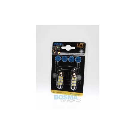 Bosma Glühlampe 24V 6xLED SMD5050 SV8,5 12x36 6000k Weiss (2 Stück)
