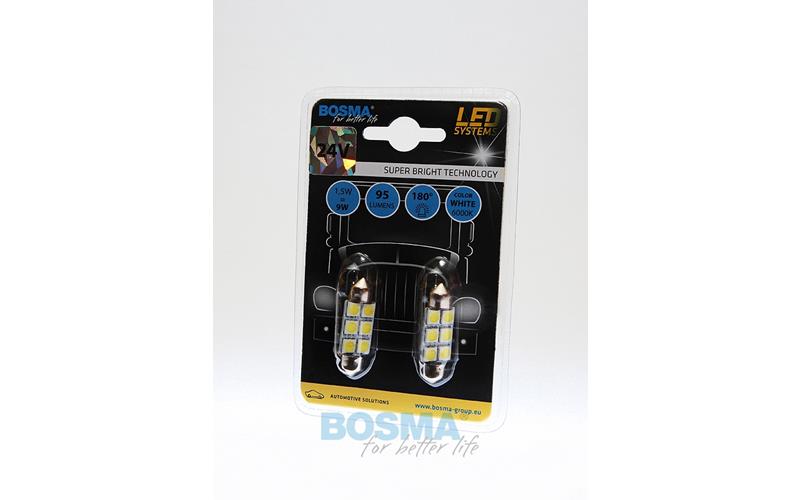 Bosma Bombilla 24V 6xLED SMD5050 SV8,5 12x36 6000k Blanca (2 Piezas)
