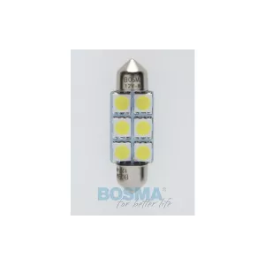 Bosma Bombilla 24V 6xLED SMD5050 SV8,5 12x36 6000k Blanca (2 Piezas)
