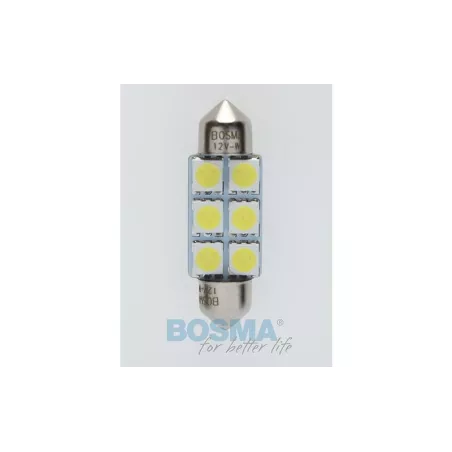 Bosma Bombilla 24V 6xLED SMD5050 SV8,5 12x36 6000k Blanca (2 Piezas)