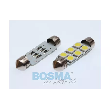 Bosma ЛАМПА 24V 6xLED SMD5050 SV8,5 10x41 6000k БЕЛАЯ