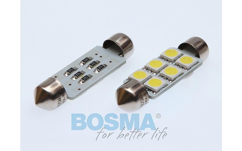 Bosma Ampoule 24V 6xLED SMD5050 SV8,5 10x41 6000k Blanche