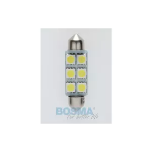 Bosma ЛАМПА 24V 6xLED SMD5050 SV8,5 10x41 6000k БЕЛАЯ