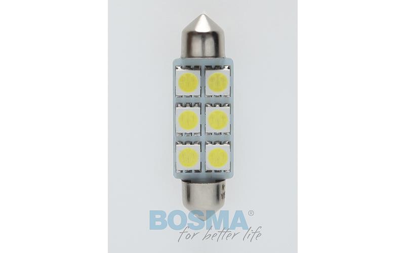 Bosma Bombilla 24V 6xLED SMD5050 SV8,5 10x41 6000k Blanca