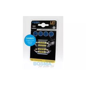 Bosma Bombilla 12V 6xLED SMD5050 SV8,5 17x41 6000k Double Polarity CANBUS Blanca (2 Piezas)