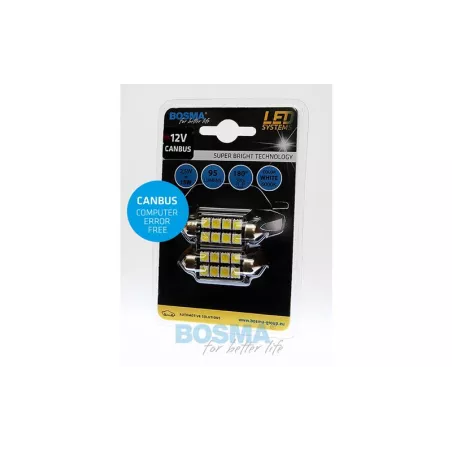 Bosma ЛАМПА 12V 6xLED SMD5050 SV8,5 17x41 6000k Double Polarity CANBUS БЕЛАЯ (2 ШТУКИ)