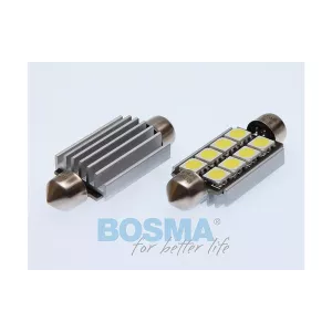 Bosma Bombilla 12V 6xLED SMD5050 SV8,5 17x41 6000k Double Polarity CANBUS Blanca (2 Piezas)