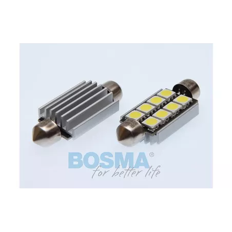 Bosma Bombilla 12V 6xLED SMD5050 SV8,5 17x41 6000k Double Polarity CANBUS Blanca (2 Piezas)