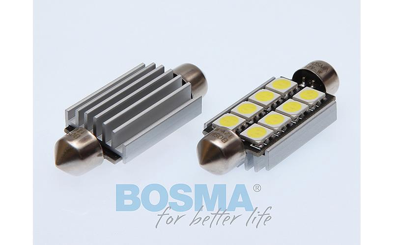 Bosma ЛАМПА 12V 6xLED SMD5050 SV8,5 17x41 6000k Double Polarity CANBUS БЕЛАЯ (2 ШТУКИ)