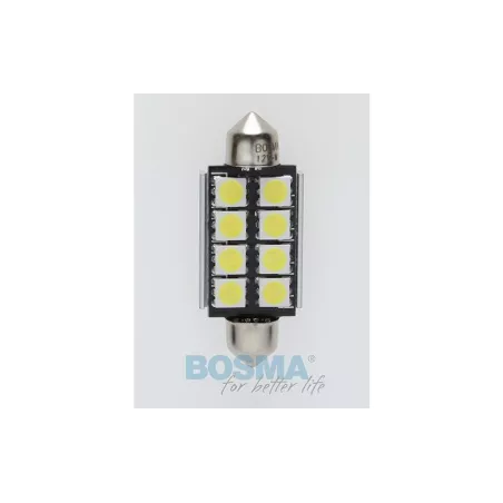 Bosma Glühlampe 12V 6xLED SMD5050 SV8,5 17x41 6000k Doppelte Polarität CANBUS Weiss (2 Stück)