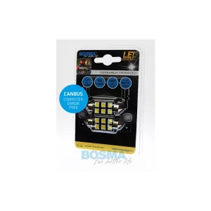 Bosma Bombilla 24V 6xLED SMD5050 SV8,5 15x41 6000k Double Polarity CANBUS Blanca (2 Piezas)