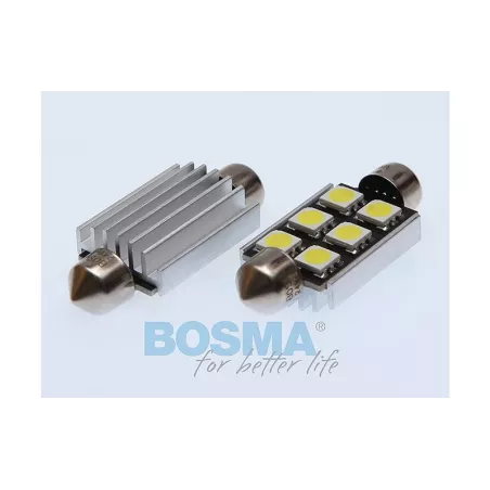 Bosma Ampoule 24V 6xLED SMD5050 SV8,5 15x41 6000k Double Polarité CANBUS Blanche (2 Pièces)