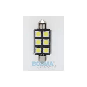 Bosma Bombilla 24V 6xLED SMD5050 SV8,5 15x41 6000k Double Polarity CANBUS Blanca (2 Piezas)