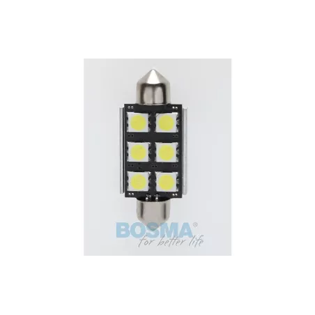 Bosma Bombilla 24V 6xLED SMD5050 SV8,5 15x41 6000k Double Polarity CANBUS Blanca (2 Piezas)