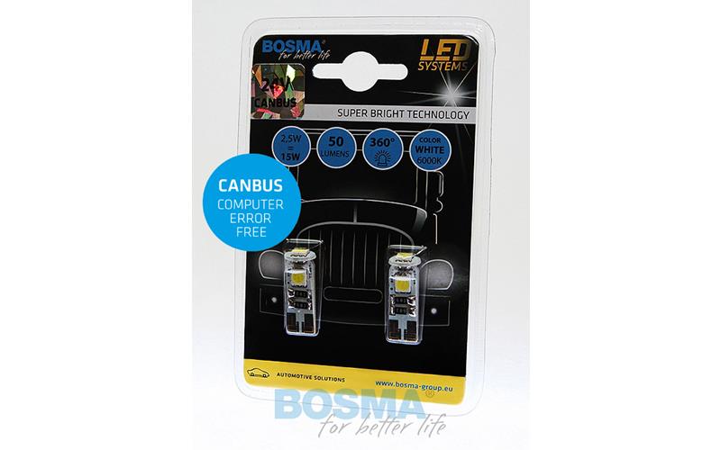 Bosma Bulb 24V 3xLED SMD5050 T10 6000k Double Polarity CANBUS White (2 Pieces)