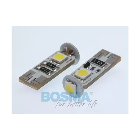 Bosma ЛАМПА 24V 3xLED SMD5050 T10 6000k Double Polarity CANBUS БЕЛАЯ (2 ШТУКИ)