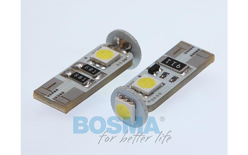 Bosma Ampoule 24V 3xLED SMD5050 T10 6000k Double Polarité CANBUS Blanche (2 Pièces)