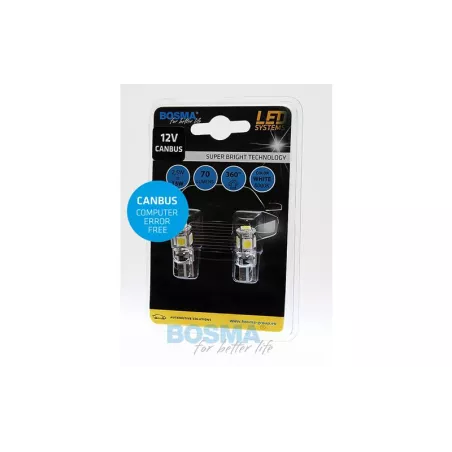 Bosma Bombilla 12V 5xLED SMD5050 T10 6000k Double Polarity CANBUS Blanca (2 Piezas)
