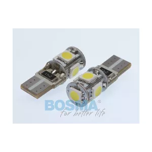 Bosma Ampoule 12V 5xLED SMD5050 T10 6000k Double Polarité CANBUS Blanche (2 Pièces)
