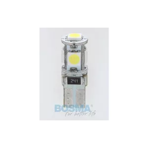 Bosma Ampoule 12V 5xLED SMD5050 T10 6000k Double Polarité CANBUS Blanche (2 Pièces)