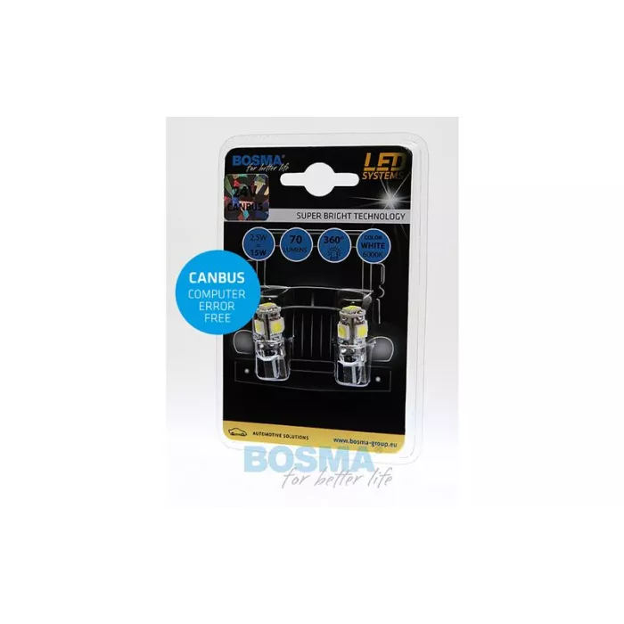 Bosma Bombilla 24V 5xLED SMD5050 T10 6000k Double Polarity CANBUS Blanca (2 Piezas)