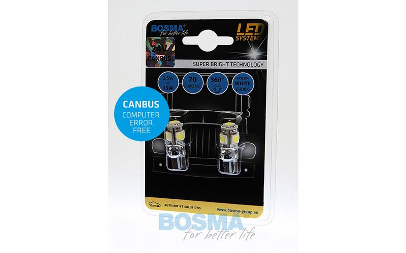 Bosma Bombilla 24V 5xLED SMD5050 T10 6000k Double Polarity CANBUS Blanca (2 Piezas)
