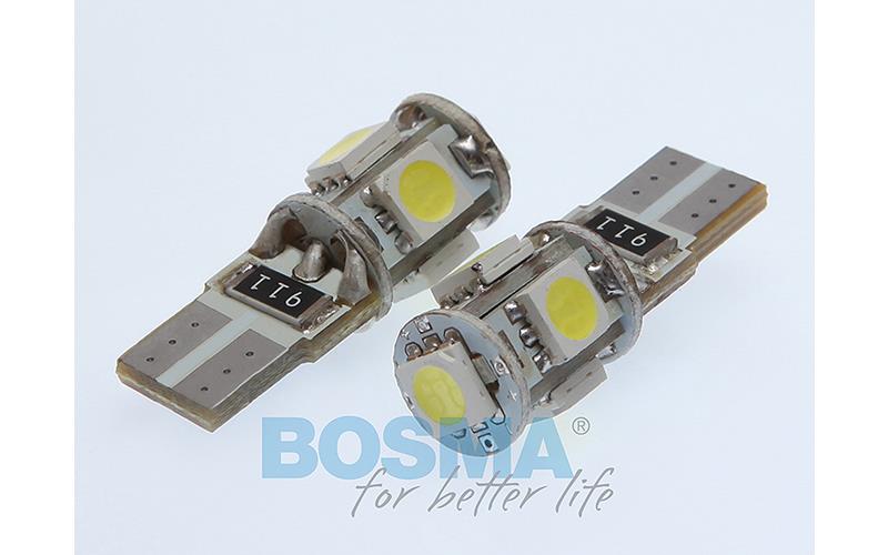 Bosma Bombilla 24V 5xLED SMD5050 T10 6000k Double Polarity CANBUS Blanca (2 Piezas)