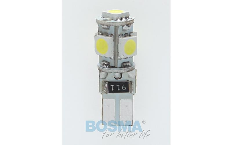 Bosma Bombilla 24V 5xLED SMD5050 T10 6000k Double Polarity CANBUS Blanca (2 Piezas)