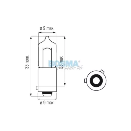 Bosma Bombilla 24V 21W H21W BAY9S Halógena