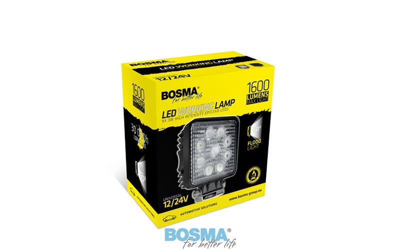 Bosma Lámpara de Trabajo Cuadrada 9xLED 12 / 24V 27W 1600 LM Luz Difusa