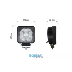Bosma Lámpara de Trabajo Cuadrada 9xLED 12 / 24V 27W 1600 LM Luz Difusa