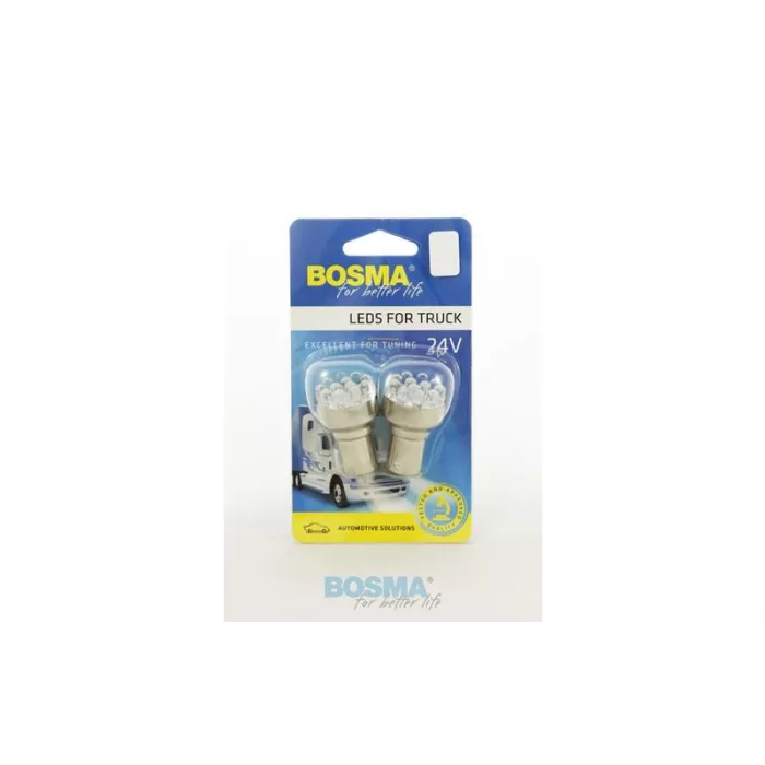 Bosma Bombilla 24V 12xLED Standard BA15S 6000k Blanca (2 Piezas)