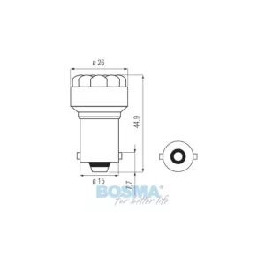 Bosma Bulb 24V 12xLED Standard BA15S 6000k White (2 Pieces)
